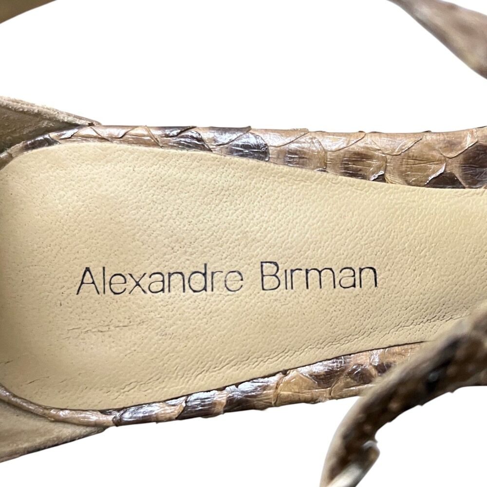 Alexandre Birman Python Skin Raffia Platform Wedge Sandals Beige Brown 7.5 - Picture 12 of 14